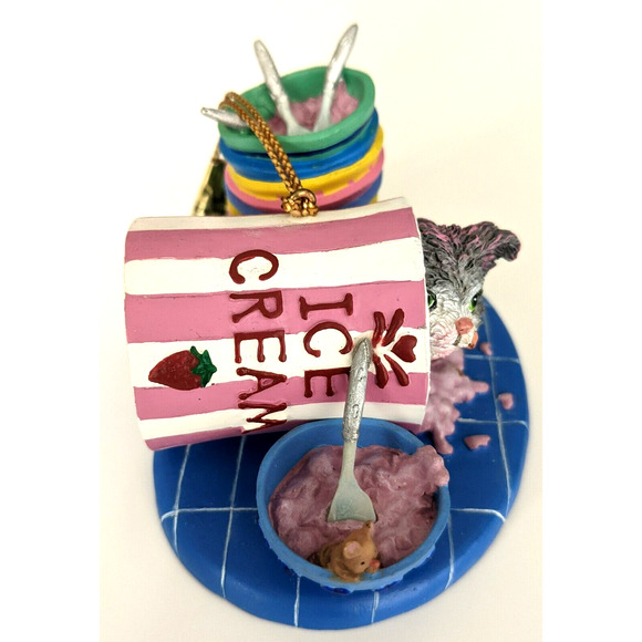 Vintage Gary Patterson LITTLE RASCAL Cat Ornament 2002 Ice Cream Danbury Mint - Picture 4 of 9